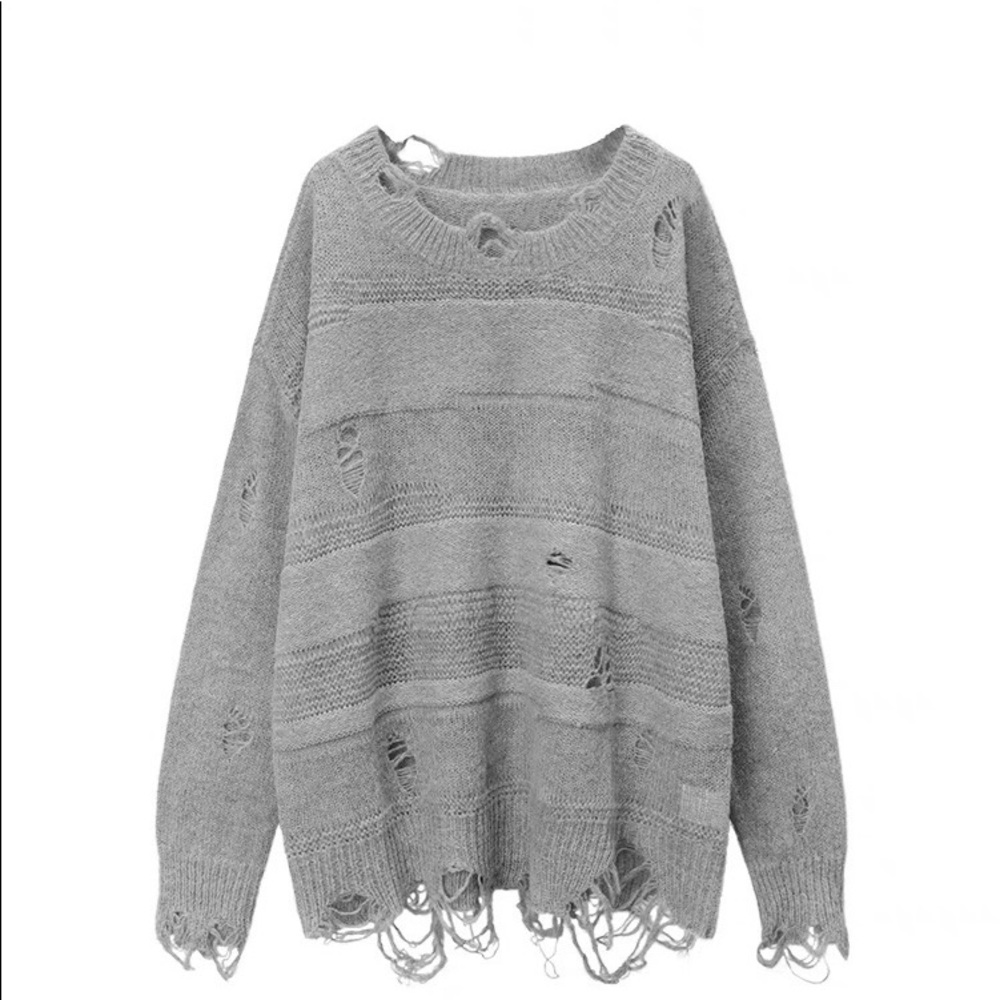 Destroyed Oversized Sweater in Gray
